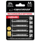 Blister 4 Pilhas Recarregaveis 1,2V 2600mAh Ni-Mh AA (Alta Capacidade) - ESPERANZA 1
