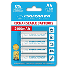 Blister 4 Pilhas Recarregaveis 1,2V 2000mAh Ni-Mh AA - ESPERANZA 1