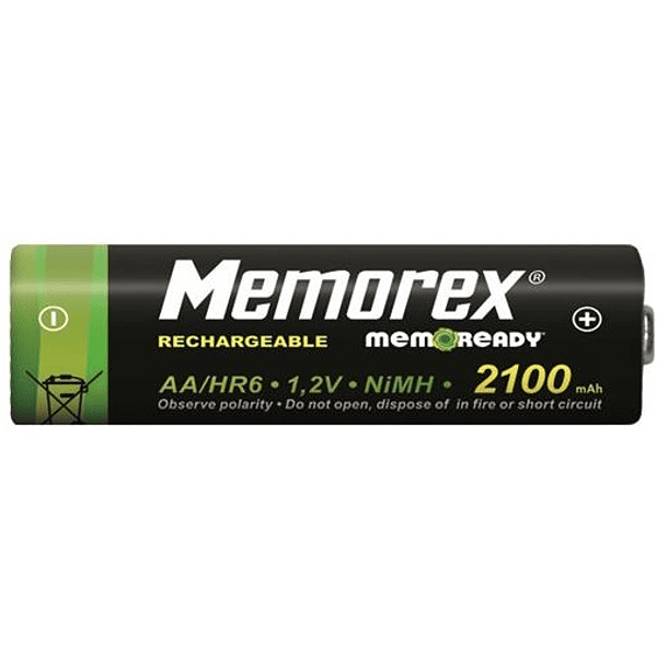 Blister 4 Pilhas Recarregáveis 1,2V AA Ni-Mh 2100mAh - MEMOREX 2