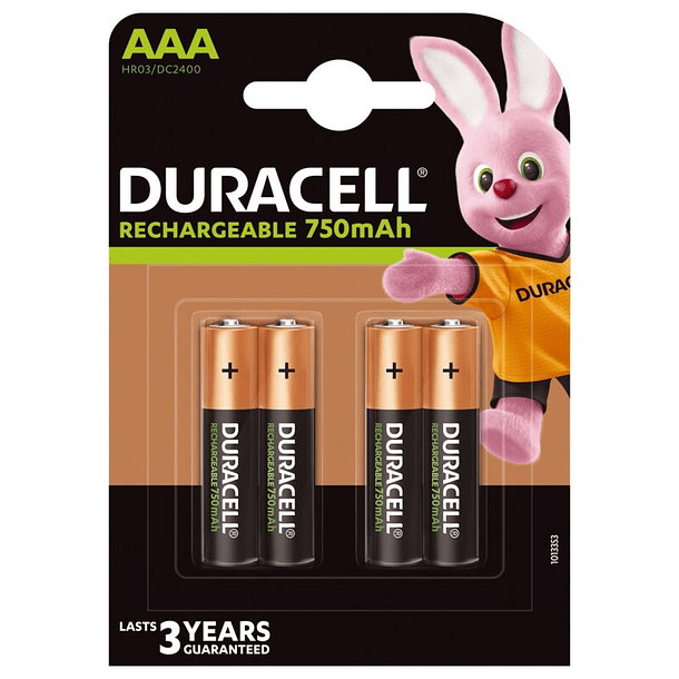 Blister 4x Pilhas Recarregáveis Ni-MH AAA 1,2V 750mAh - DURACELL 