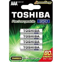 Blister 4 Pilhas Recarregáveis 1,2V AAA Ni-Mh 950mAh - TOSHIBA