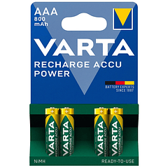 Blister 4x Pilhas Recarregáveis R03 / AAA (Micro) 800mAh - VARTA