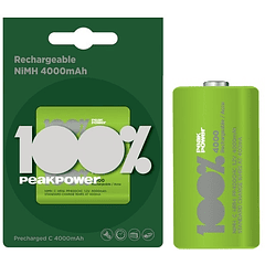 Blister 2 Pilhas Recarregáveis C / R14 Ni-Mh 1,2V 4000mAh - PEAK POWER