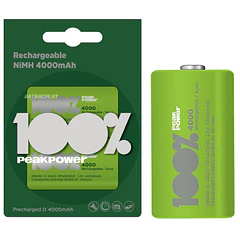 Blister 2 Pilhas Recarregáveis D / R20 Ni-Mh 1,2V 4000mAh - PEAK POWER