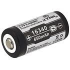Pilha Recarregável Li-Ion ICR16340 (CR123) 1/2A 3,7V 650mAh - XTAR 1