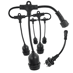 Cabo Eléctrico de Arraial (2x 1,5mm) IP65 220V c/ Suportes Lampadas E27 - 15 mts