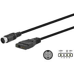 Cabo Adaptador Alimentação (Mini DIN Femea 4P - Molex 3 Pinos)