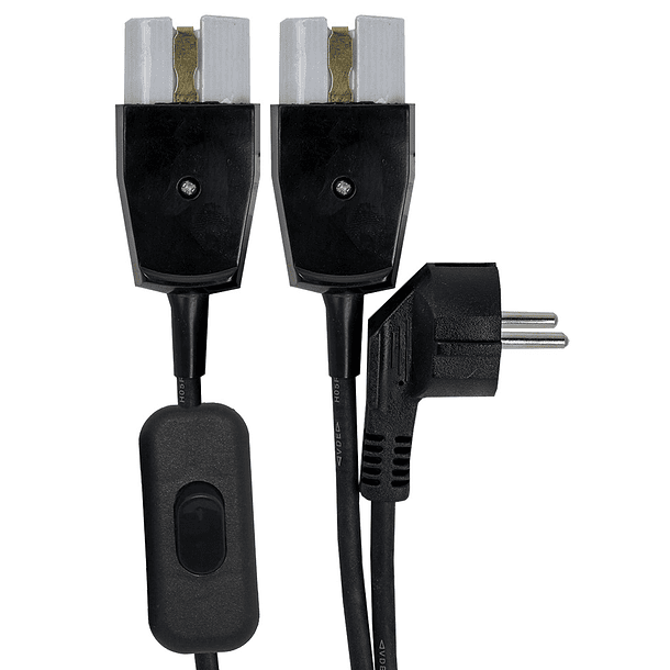Cabo Alimentação 2x Fichas Cerâmica 10/16A + Interruptor para Fornos Electricos (1 metro) 