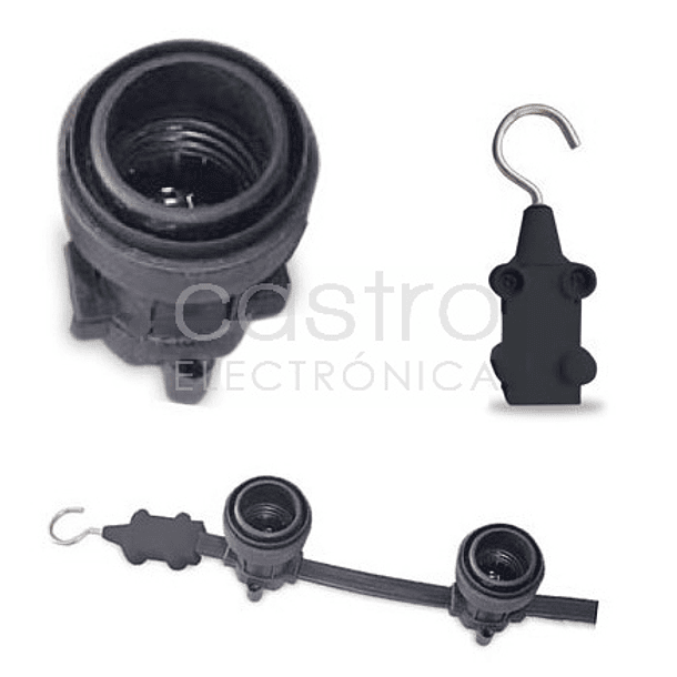 Cabo Eléctrico de Arraial (2x 1,5mm) IP65 220V c/ Suportes Lampadas E27 - 5 mts 2