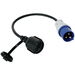 Cabo Adaptador Ficha CEE 3 Polos Macho -> Ficha Schuko Femea (40cm)