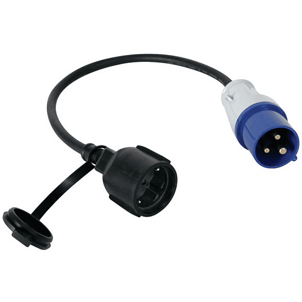 Cabo Adaptador Ficha CEE 3 Polos Macho -> Ficha Schuko Femea (40cm) 1