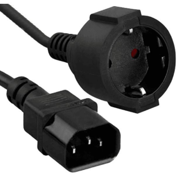 Cabo Adaptador Ficha Femea Schuko 3P - Ficha Tripolar IEC C13 Macho (1,8 mts) - VELLEMAN 