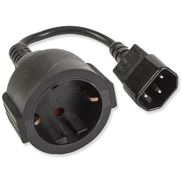 Cabo Adaptador Ficha Tripolar Macho -> Ficha Schuko Femea (15cm) 