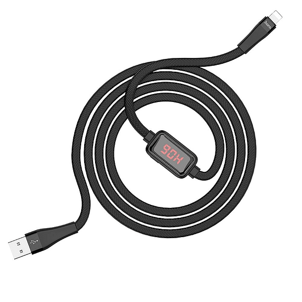 Cabo USB Macho - Lightning Macho S4 c/ Ecrã (Preto) 1,20 mts - HOCO 1