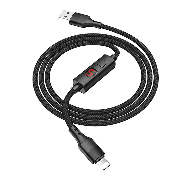 Cabo USB Macho - Lightning Macho S13 c/ Ecrã (Preto) 1,20 mts - HOCO 1