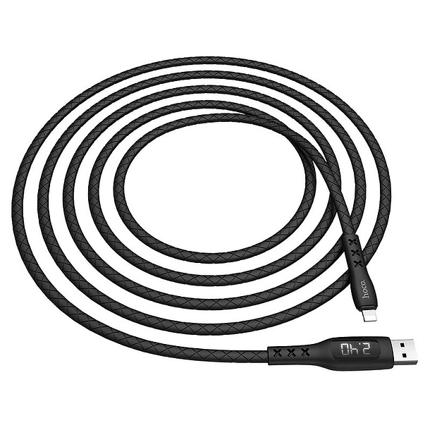 Cabo USB Macho - Lightning Macho S6 c/ Ecrã (Preto) 1,20 mts - HOCO 1