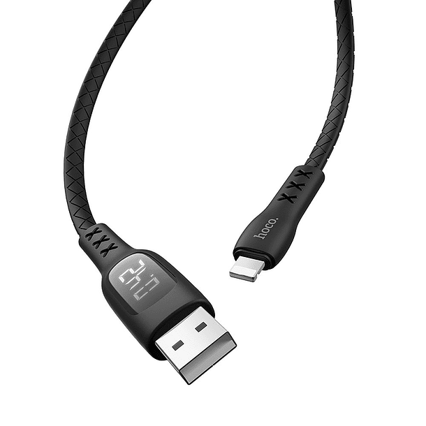 Cabo USB Macho - Lightning Macho S6 c/ Ecrã (Preto) 1,20 mts - HOCO 2