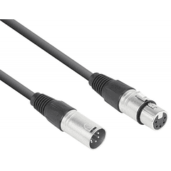 Cabo DMX Canon Macho 5 Pinos - Canon Fêmea 5 Pinos (3 mts) - Power Dynamics CONNEX