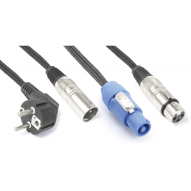 Cabo (2 em 1) Canon Macho - Canon Femea c/ Alimentação Powercon (15 mts) - Power Dynamics Connex 