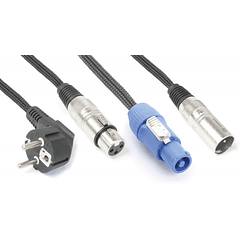 Cabo (2 em 1) Canon Macho - Canon Femea c/ Alimentação Powercon (20 mts) - Power Dynamics Connex