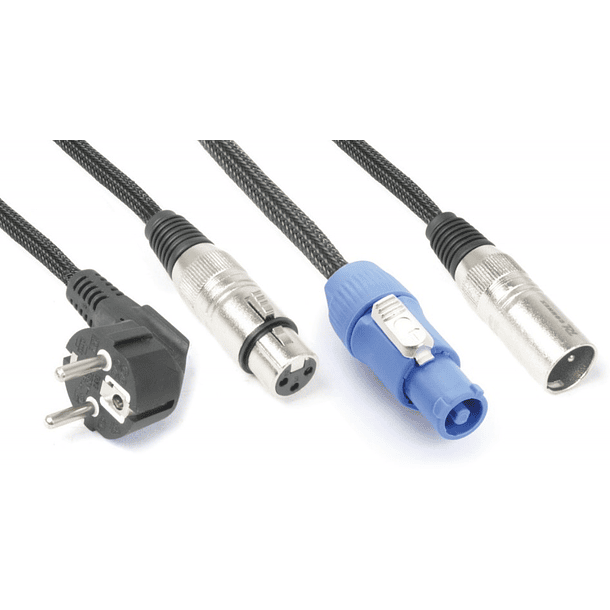 Cabo (2 em 1) Canon Macho - Canon Femea c/ Alimentação Powercon (20 mts) - Power Dynamics Connex 