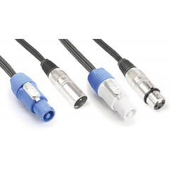 Cabo (2 em 1) Canon Macho - Canon Femea c/ Alimentação Powercon (10 mts) - Power Dynamics Connex