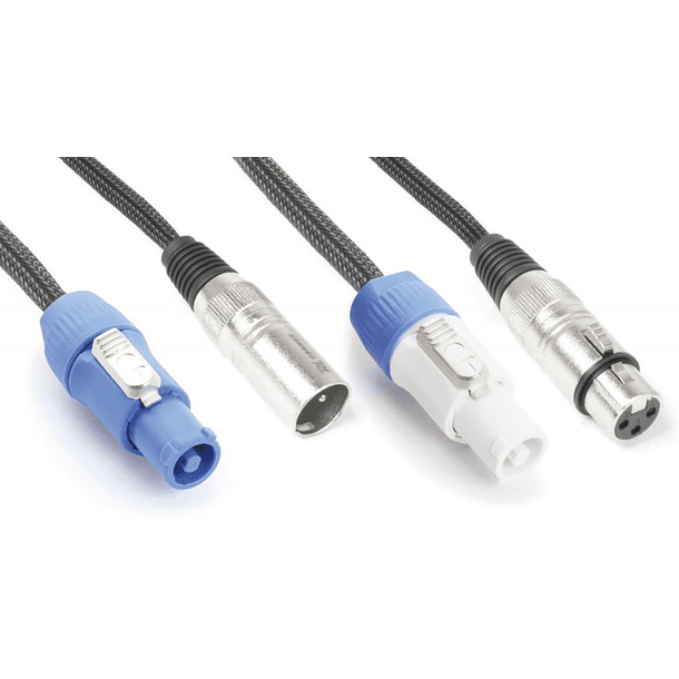 Cabo (2 em 1) Canon Macho - Canon Femea c/ Alimentação Powercon (10 mts) - Power Dynamics Connex 