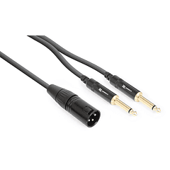 Cabo Canon Macho - 2x Jack 6.3mm Mono Macho (3 mts) - POWER DYNAMICS CONNEX CX56-3