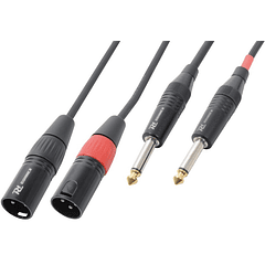 Cabo 2x Jack 6,3mm Macho Mono - Canon Macho (1,5 mts) - POWER DYNAMICS CONNEX