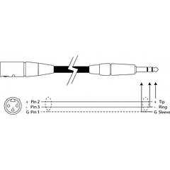 Cabo Jack 6,3mm Macho Stereo - Canon Macho Balanceado (3 mts) - POWER DYNAMICS CONNEX