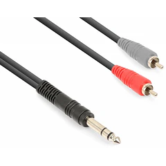 Cabo Jack 6,3mm Macho Stereo -> 2 RCA Macho (3 mts) - VONYX