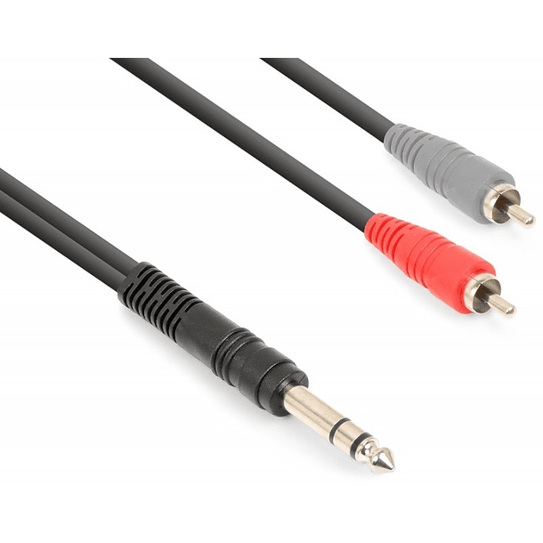 Cabo Jack 6,3mm Macho Stereo -> 2 RCA Macho (3 mts) - VONYX 