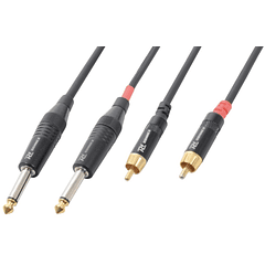 Cabo 2x Jack 6,3mm Macho Mono + 2 RCA Macho (6 mts) - POWER DYNAMICS CONNEX