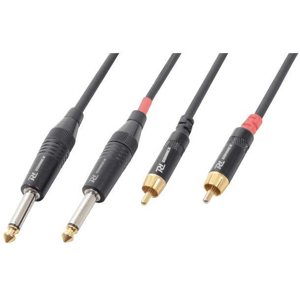 Cabo 2x Jack 6,3mm Macho Mono + 2 RCA Macho (6 mts) - POWER DYNAMICS CONNEX 