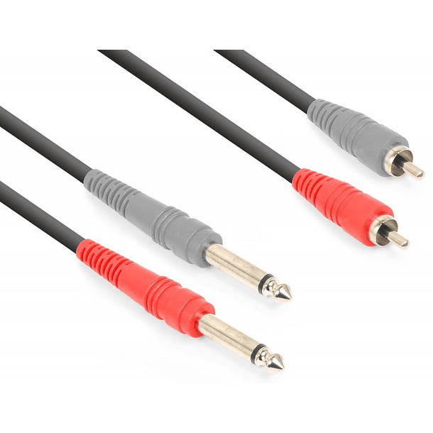 Cabo 2x Jack 6,3mm Macho Mono - 2 RCA Macho (3 mts) - VONYX 