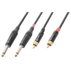 Cabo 2x Jack 6,3mm Macho Mono + 2 RCA Macho (1,5 mts) - POWER DYNAMICS CONNEX