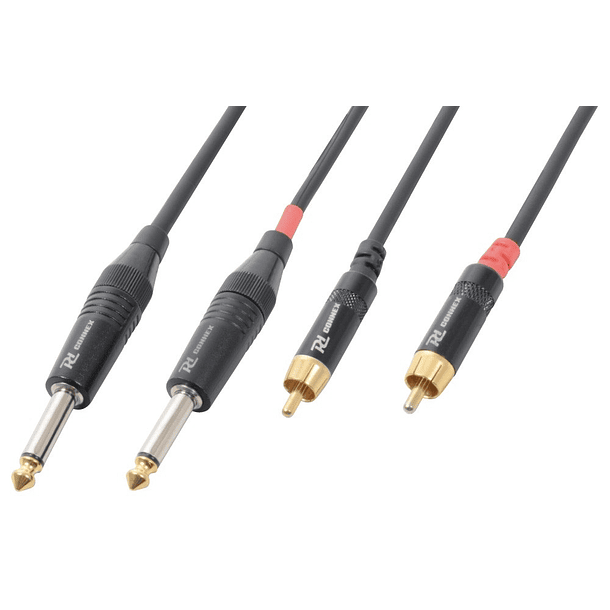 Cabo 2x Jack 6,3mm Macho Mono + 2 RCA Macho (1,5 mts) - POWER DYNAMICS CONNEX 