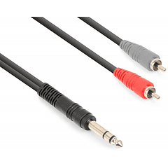 Cabo Jack 6,3mm Macho Stereo -> 2x RCA Macho (1,5 mts) - VONYX