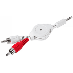 Cabo Retractil Jack 3,5mm M. Stereo - 2x RCA Macho (80cm)