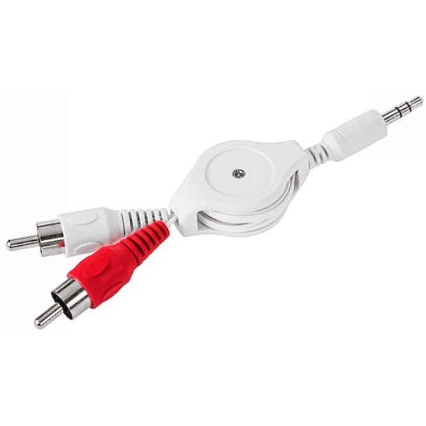 Cabo Retractil Jack 3,5mm M. Stereo - 2x RCA Macho (80cm) 
