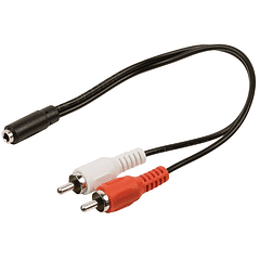 Cabo 2 RCA Macho - Jack 3,5mm Stereo Femea (20cm) - GOOBAY