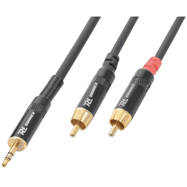 Cabo Jack 3,5mm Macho Stereo + 2 RCA Macho (3 mts) - POWER DYNAMICS CONNEX 