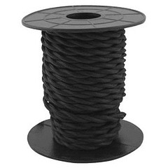 Bobine Cabo Eléctrico Têxtil Trançado 2x 0,75mm Preto (10 mts) - GSC