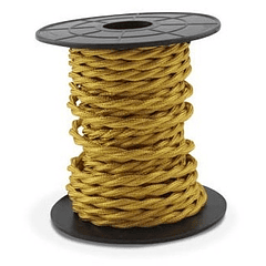 Bobine Cabo Eléctrico Têxtil Trançado 2x 0,75mm Dourado (10 mts) - GSC