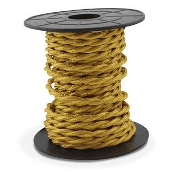 Bobine Cabo Eléctrico Têxtil Trançado 2x 0,75mm Dourado (10 mts) - GSC 