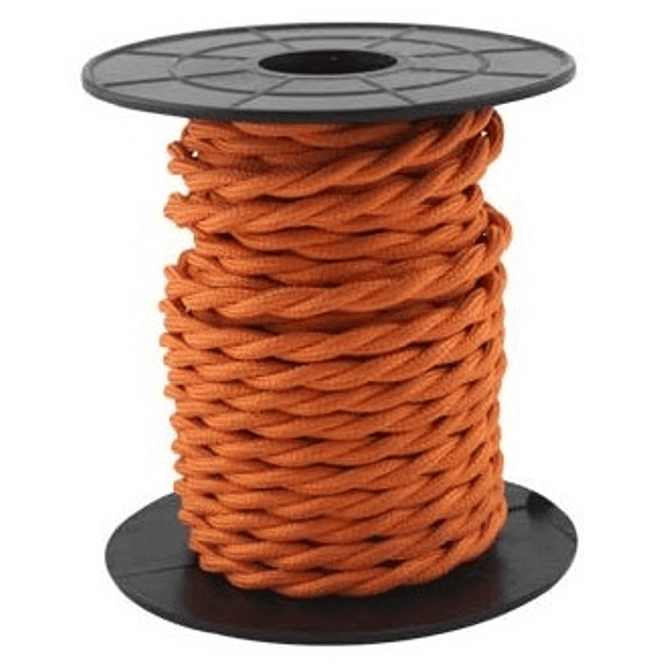 Bobine Cabo Eléctrico Têxtil Trançado 2x 0,75mm Laranja (10 mts) - GSC 