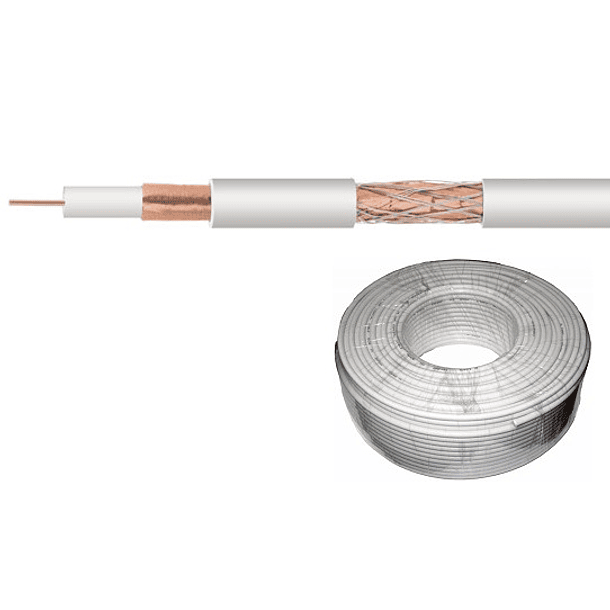 Bobine Cabo Coaxial RG6 Cobre Ø7mm Branco (100 mts) - NIMO 