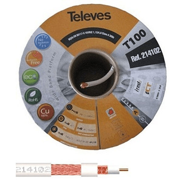 Bobine Cabo Coaxial Cobre ITED2 Ø6mm Brc (100 mts) - TELEVES 