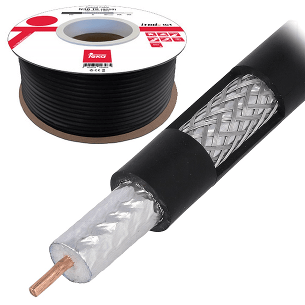 Bobine Cabo Coaxial RG59 PVC Preto (100 mts) - TEKA 