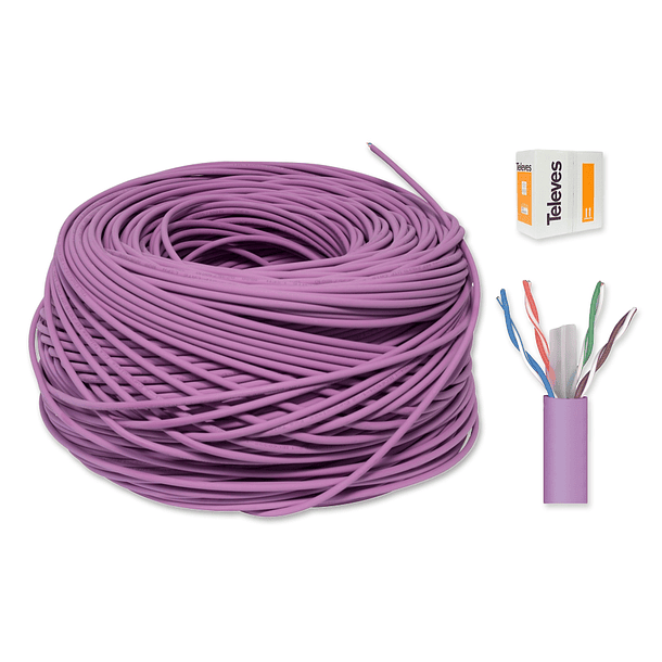 Bobine Cabo U/UTP CAT6 Eca Cu LSHF Ø6,2mm Violeta (305 mts) - TELEVES 2123 